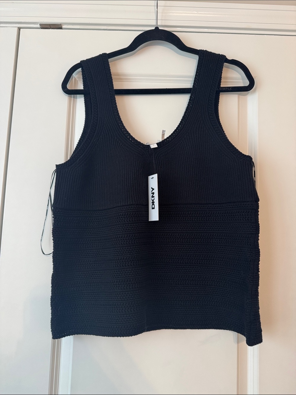 DKNY Black Textured Knit Tank Top